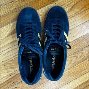 Gola Men’s Blue Suede Sneakers with Gold Stripes